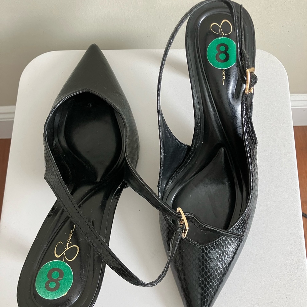 Jessica Simpson Black Pointed Slingback Pumps